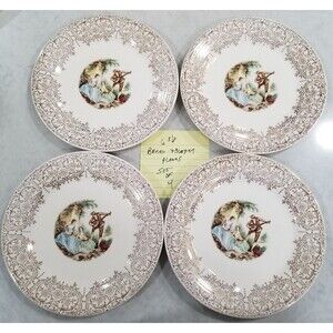 American Limoges 6 3/8" bread & butter plates Triumph China d’Or 22k 4 ct vtg